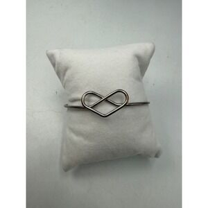 Silver Tone Infinity Heart Cuff Bracelet Minimalist Open Wire Bangle Jewelry